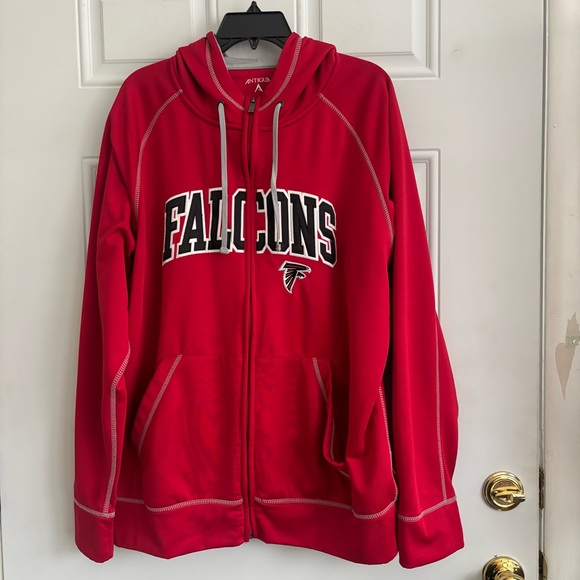 Antigua Other - Antigua Atlanta Falcons Red Nylon/Fleece Lined Hooded Zip-Up, Size XL